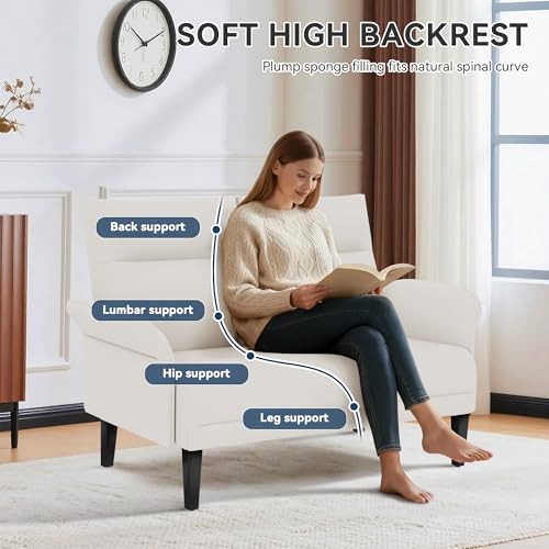 Yongchuang Small Couch 46" Beige Faux Leather Loveseat Sofa for Living Room Bedroom Love Seat Mini Couch with Arm Rest - color: Beige