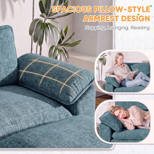 Homall 79.3" Loveseat Sofa, Cloud Sofa Couch, Deep Seat, Dark Blue | Comfy Chenille, Double Layer Cushion, Wide Armrest, High-Density Foam, Sturdy Frame, Easy Assembly, for Living Room - color: Dark Blue, size: Loveseat Sofa