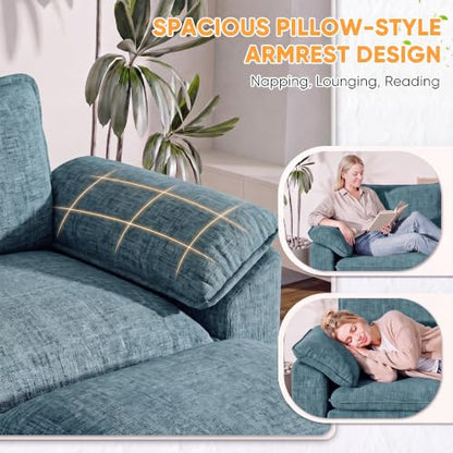 Homall 118.9" L Shaped Cloud Couch, Modular Sectional Sofa for Living Room | Comfy Chenille, Movable Ottoman, 3 Seat, Double Layer Cushion, Sturdy Frame, High-Density Foam, Easy Assembly, Dark Blue - color: Dark Blue, size: L Shaped Sofa