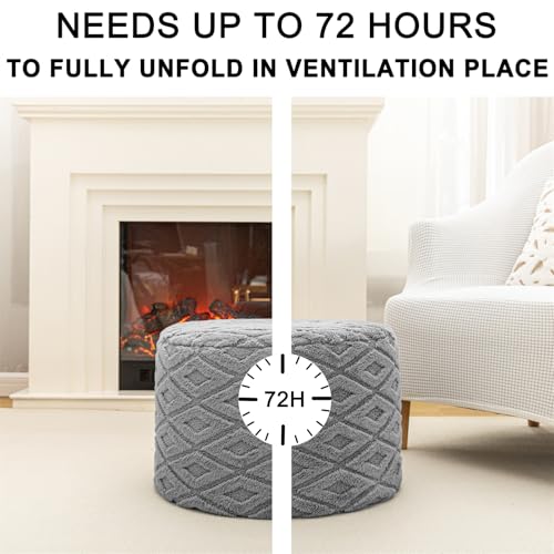 Poofieotto Round Pouf Ottoman, Couch Foot Rest,Light Gray, 20 x 20 x 14 in | All-One Foam Pouf, Ottoman Coffee Table,Couch Foot Rest,Chair Footrest,Remov. Cover, Perfect for Living Room, Bedroom & Dorm - color: Light Gray