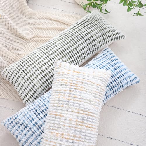 LUOYEHK Boho Throw Pillow Covers 14x36 Inch Chenille Tufted Pillowcase Farmhouse Neutral Cushion Covers for Couch Sofa Bed Living Room, Black Gray (1 Piece) - color: Black Gray, size: 36" x 14" (Pack of 1)