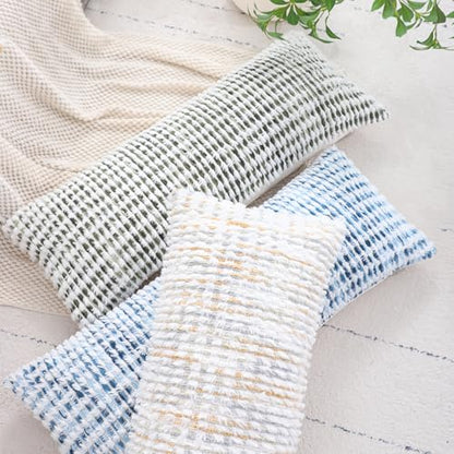 LUOYEHK Boho Throw Pillow Covers 14x36 Inch Chenille Tufted Pillowcase Farmhouse Neutral Cushion Covers for Couch Sofa Bed Living Room, Black Gray (1 Piece) - color: Black Gray, size: 36" x 14" (Pack of 1)