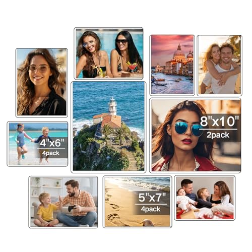 10 Pack Picture Frames Collage Wall Decor for Mounting Display, Photo Gallery Frame Set for Family, Multi Sizes Including 8x10, 5x7, 4x6
