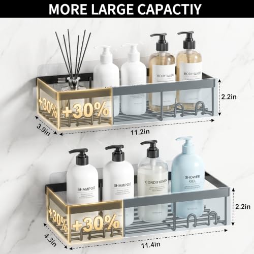 Moforoco Shower Caddy Shelf Organizer Rack, Self Adhesive Black Bathroom Shelves Basket, Home Farmhouse Wall Inside Organization and Storage Decor Rv Accessories, First Camper Apartment Essentials - color: Black, size: Medium