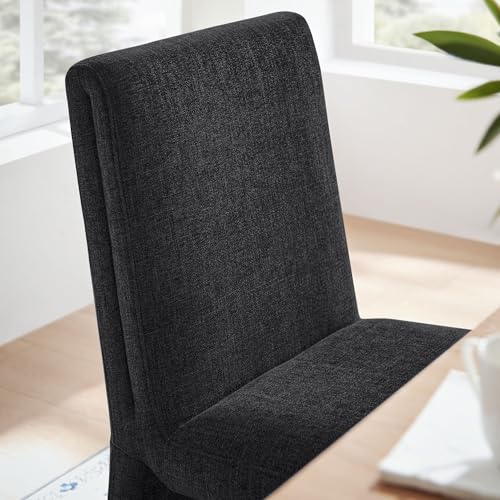 Modway Emory Fabric Slipper Dining Chair in Ebony – Upholstered Armless Dining Side Chair – Versatile Modern Accent Chair or Vanity Chair - color: Ebony