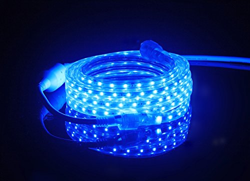 UL Listed, 30 Feet, 3200 Lumen, Blue, Dimmable, 110-120V AC Flexible Flat LED Strip Rope Light, 540 Units 3528 SMD LEDs, Indoor Outdoor Use, Accessories Included, Ready to use - color: Blue
