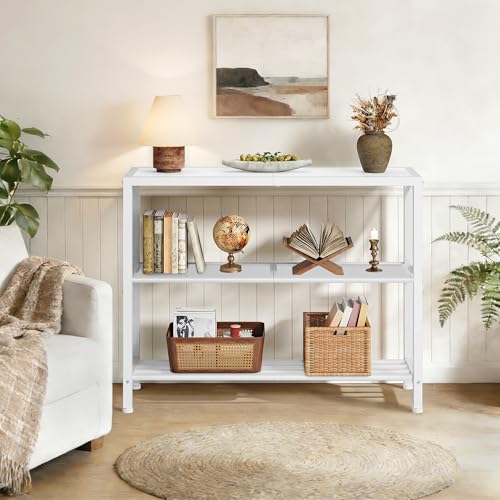 Hoctieon Industrial Console Table, 3 Tier Entryway Table, Metal Frame, Sofa Table with Shelf, Hallway Table, Entrance Table for Entryway, Living Room, Foyer, Hallway, White - color: White, size: 1 Pack
