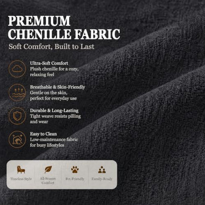 Chenille Accent Chair, Comfy Armchair for Living Room, Dark Gray | Wide padded seat, high-density foam, solid wood frame, 350 lb support, comfy lounge chair, reading chair, bedroom chair - color: Chenille-dark Gray