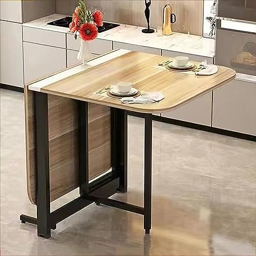 Expandable Drop Leaf Dining Table - Space-Saving Wooden Kitchen Table Multi-Functional 3-in-1 Design for Kitchen & Living Room Foldable Versatile Compact - color: E-schwarzes Regal, size: 100 cm