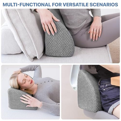 Lumbar Support Pillow Memory Foam Breathable Support for Office Chair, Car Seat, Sofa, Bed - Relieves Back, Spine, Neck Pain for Ergonomic Comfort Gray 18 * 11 * 7.5in