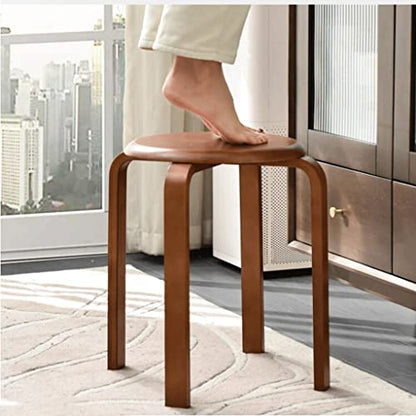 Stackable Dining Chairs, Set of 6 Solid Wood Dining Stools, Low Stools for Living Room Dining Side Chairs, Stacked on Top - color: B