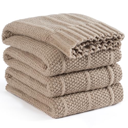 Carriediosa Knit Throw Blanket for Couch 60x80 Stripe Cable Knitted Throws | Taupe, Soft Textured Neutral Fall Blankets, Cozy Decorative Home Decor, Cover for Bed, Sofa & Outdoor Use - color: Taupe, size: 60" X 80"