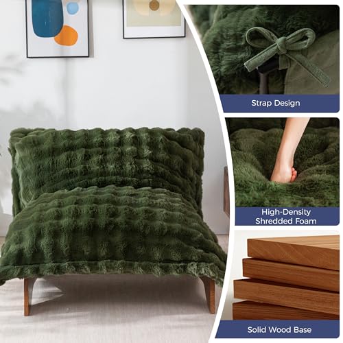 MAXYOYO Adjustable Living Room Chair, 3-Position Bean Bag Chair with Frame | Upholstered Accent Chair with Frame, Removable Cushion, Soft Reclining Lounge for Bedroom, Apartment, Office, Dorm, Green - color: Bubble Green