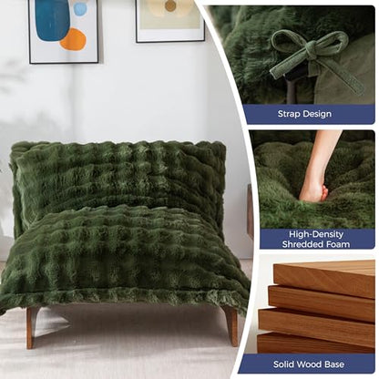 MAXYOYO Adjustable Living Room Chair, 3-Position Bean Bag Chair with Frame | Upholstered Accent Chair with Frame, Removable Cushion, Soft Reclining Lounge for Bedroom, Apartment, Office, Dorm, Green - color: Bubble Green