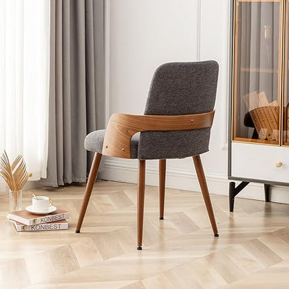 Dining Room Chairs Set of 2,Mid Century Modern Kitchen Chairs,Upholstered Accent Chairs,Metal Legs Wooden Desk Chairs,Armless and No Wheels for Kitchen Dining Living Room,Gray Fabric - color: Gray Fabric, size: Set of 2