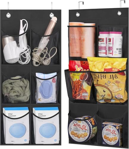 2 Packs Narrow Over the Door/Wall Shoe Organizer, Small Hanging Shoe Rack for Closet with Clear Mesh Pocket for Bathroom, RV, Pantry, Camping (Black) - color: Black