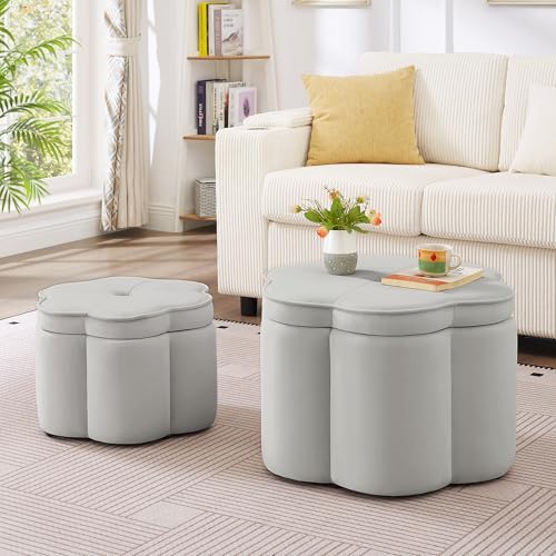 24" Small Modern Nesting Tables with Large Weight Capacity, Modern Nesting Side Tables with Space-Saving Design, Small Coffee Table with Side Storage Shelf for Living Room, Gray - color: Grey