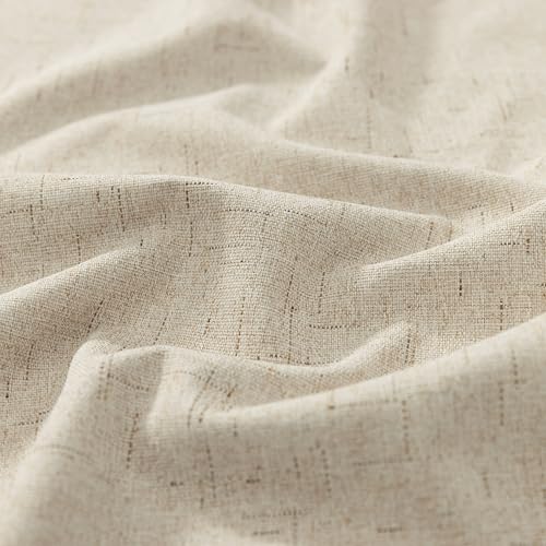 KOUFALL Bathroom Curtains Window,Short Natural Linen Blackout Curtains 45 Inches Long - color: Natural Linen/Tan Beige, size: 52"W x 45"L (Pack of 2)