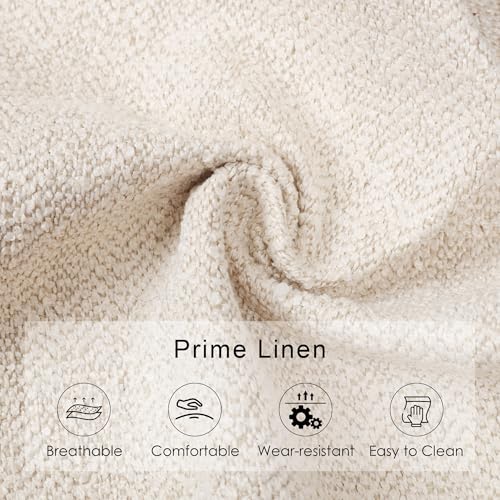 43.3" Bedroom Bench, Upholstered Entryway Bench, Modern End of Bed Ottoman with Solid Wood Legs and Adjustable Foot Pegs for Entryway, Dining Room and Living Room (Beige Linen) - color: Beige Linen, size: 43.3"