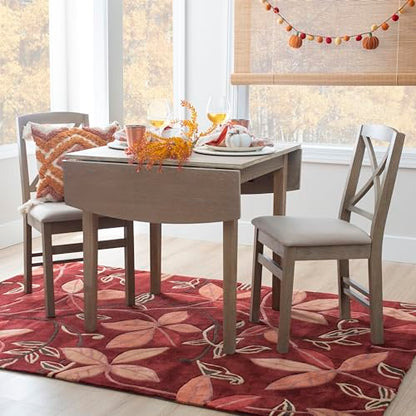 Linon Torino Greywash 30" Square Drop Leaf Table - 30" X 48" Fully Extended - color: Greywash