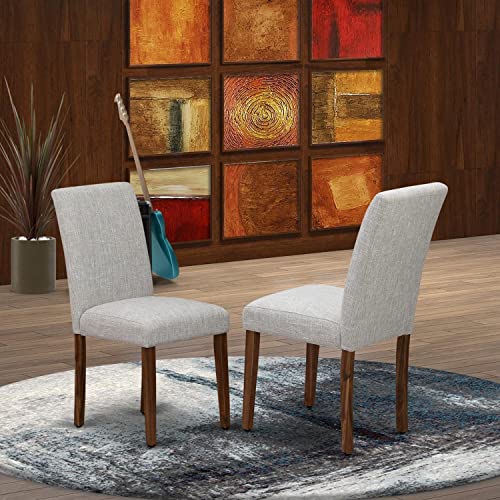 East West Furniture ABPNT35 Abbott Classic Parson Chairs - Doeskin Linen Fabric Padded Dining Chairs, Set of 2, Natural - color: Abpnt35