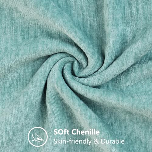 decorUhome Chenille Aqua Haze Throw Pillow Covers 18x18 Inch Set of 2, Decorative Soft Couch Pillow Covers Solid Dyed Accent Velvet Farmhouse Neutral Square Pillow Cases for Sofa Bed Living Room | Decorative Fall Couch Pillow Covers Solid Dyed Accent Mode