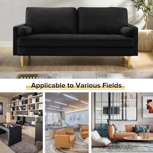 67" Mid Century Modern Loveseat Sofa, Tufted Love Seat Couch (Black) - color: Black