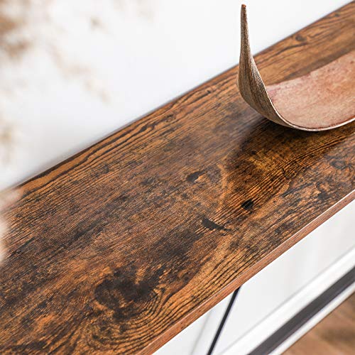 VASAGLE Console Sofa Table, Narrow Entryway Table, for Living Room, Bedroom, Easy Assembly, Rustic Brown and Ink Black ULNT020B01 - color: Rustic Brown + Ink Black, size: 9.1"D x 47.2"W x 29.1"H