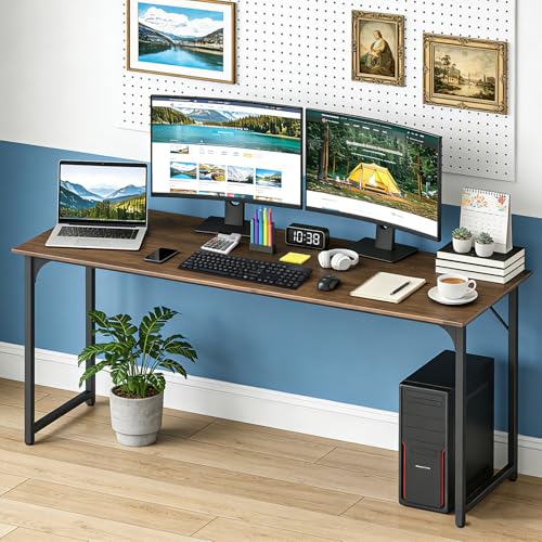 BestOffice Computer Desk,Home Office Desk, Modern Simple Style for Home Office Study Writing (Brown, 63 Inch) - color: Brown, size: 63 Inch