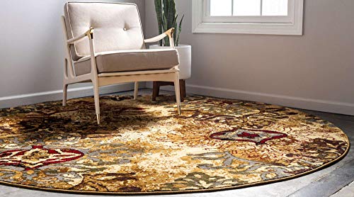 Unique Loom Barista Collection Area Rug - Congencis (4' 1" Round, Beige/ Blue) - size: 4'1" (Round)