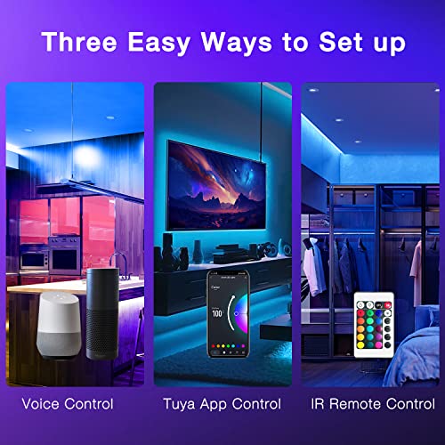 DAYBETTER 65.6ft WiFi Smart Led Lights Strip with Tuya App Control for Bedroom Decoration Work with Alexa and Google Assistant 1 Roll - size: 65.6FT