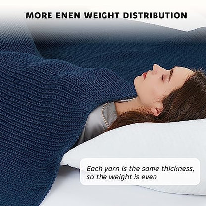 L'AGRATY Knitted Weighted Blanket - 50"x60" 10lbs Cooling Chunky Knit Heavy Blanket for Adults Braided Crochet Throw Thick Cable Yarn Knit Decorative No Beads Evenly Weighted Machine Washable | No Beads Evenly Weighted Machine Washable Chunky Braided Croc