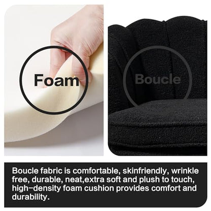 Chifee & Vingol Upholstered Small Loveseat for Small Space with Golden Legs,Black - color: Boucle-black