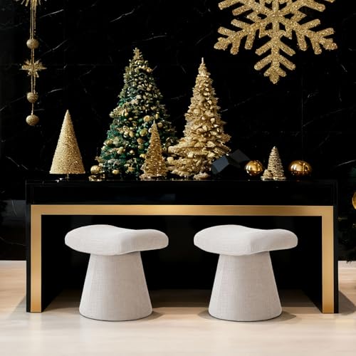 Modern Ottoman with Soft Padded Seat, Multifunctional Vanity Stool, Upholstered Footrest Stool for Living Room and Bedroom - color: Soft Taupe
