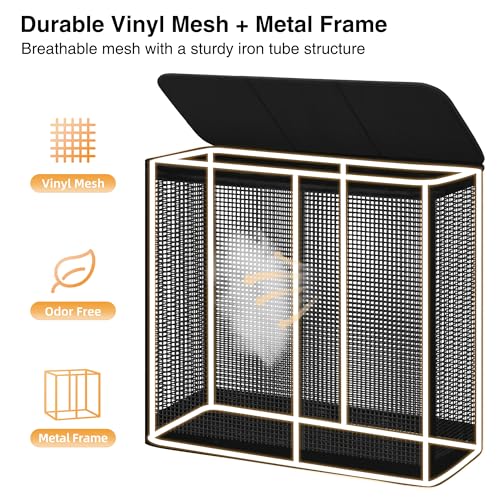 STO STO Laundry Hamper 3 Section with Lid, 180L Large 3 Compartment Laundry Sorter, Laundry Basket with Removable Washable Liner Bag, Breathable Clothes Hamper for Bedroom Bathroom Laundry Room Closet - size: 3-Section