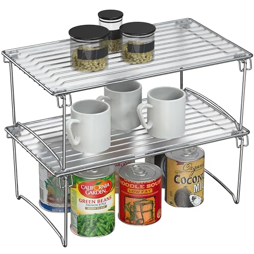 Deco Brothers Stackable Cabinet Shelf Organizer, 2 Pack, Chrome - color: Chrome