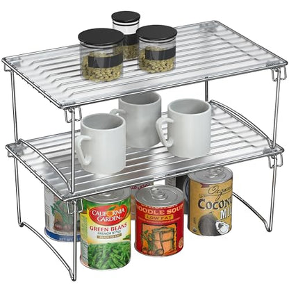 Deco Brothers Stackable Cabinet Shelf Organizer, 2 Pack, Chrome - color: Chrome