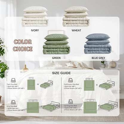 WDCOZY Boho Blue Grey Twin Quilt Size Bedding Sets with 1 Pillow Sham, Farmhouse Lightweight Soft Bedspread Coverlet for All Season, 2 Pieces, 68x90 inches - color: Boho-blue Grey, size: Twin