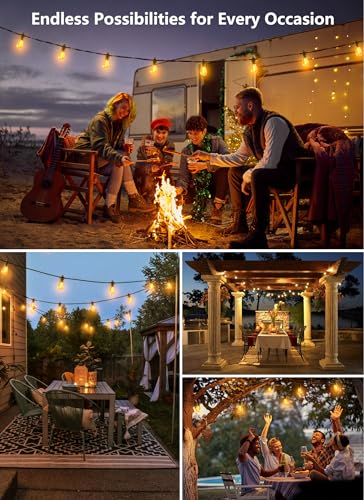 Brightown LED Outdoor String Lights for Patio 100FT with 32 Shatterproof S14 Vintage Edison Bulbs, Waterproof Outside Hanging Lights for Backyard Deck Garden Party Xmas Decor, 2700K | S14 Vintage Edison Bulbs, IP65 Waterproof Outside Hanging Lights for Ba