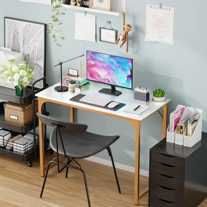 40 inches Computer Desk, Modern Writing Desk, Simple Study Table, Industrial Office Desk, Sturdy Laptop Table for Home Office - color: Gold, size: 40 inch