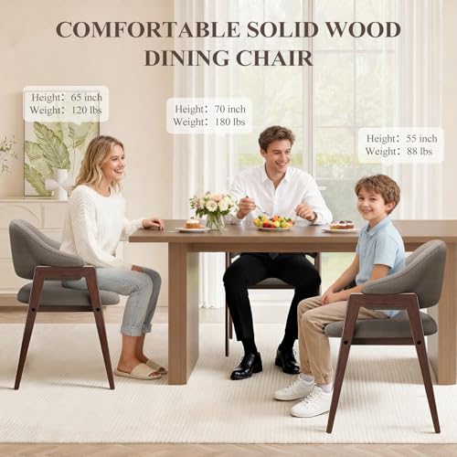 MALOL Wooden Dining Chairs Set of 6, Modern Fabric Upholstered Dining Room Chair, Kitchen Side Chairs, Farmhouse Dinner Chair with Curved Open Back for Kitchen, Camel - color: Camel, size: Set of 6