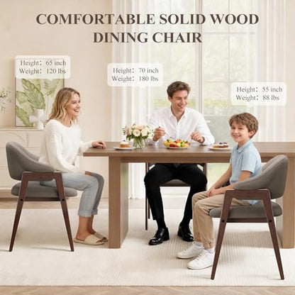 MALOL Wooden Dining Chairs Set of 6, Modern Fabric Upholstered Dining Room Chair, Kitchen Side Chairs, Farmhouse Dinner Chair with Curved Open Back for Kitchen, Camel - color: Camel, size: Set of 6