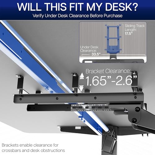 VIVO Premium Adjustable 34 x 11 inch Computer Keyboard and Mouse Platform Tray, Ergonomic Under Table Desk Mount Drawer with Padding, Black, MOUNT-KB34P-B - color: Black, size: 34 inch
