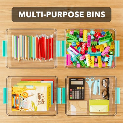 SpaceAid 6 Qt Plastic Storage Bins with Lids, Clear Sensory Bin Craft Organizers and Storage, Stackable Art Containers for Home, Office and School Supplies, 4 pack