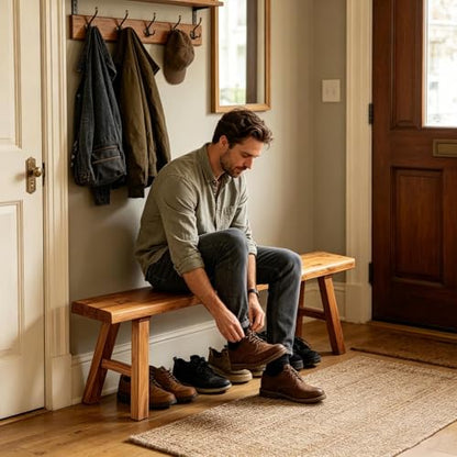 20 32 39 47 55 63 71 79in Dining Bench with Solid Wood Legs Entryway Shoe Bench Narrow Rustic LongBench Heavy Duty Log Legs 2-Person FarmhouseBench for end of Bed Natural Finish(20in) - size: 20in