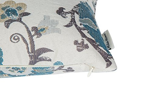 Pack of 2 Jacquard Circle Floral Oblong Throw Pillow Covers Cream Blue - color: 12x20 Blue