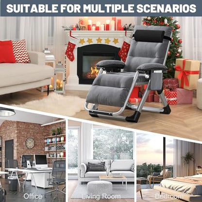 Comfy Folding Chair, Folding Lounge Chair with Cushion, Reclining Chair - color: Gray Noble