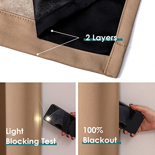 ChrisDowa 100% Blackout Curtains for Bedroom 63 Inches Long 2 Panels Set | 2 Thick Layers, Thermal Insulated, Light Blocking, Grommet, Window Treatment, Living Room Drapes, Cappuccino, 38 x 63 Inch - color: Cappuccino, size: 38"W x 63"L (Pack of 2)