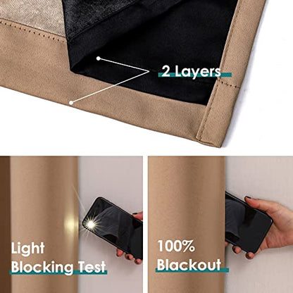 ChrisDowa 100% Blackout Curtains for Bedroom 63 Inches Long 2 Panels Set | 2 Thick Layers, Thermal Insulated, Light Blocking, Grommet, Window Treatment, Living Room Drapes, Cappuccino, 38 x 63 Inch - color: Cappuccino, size: 38"W x 63"L (Pack of 2)