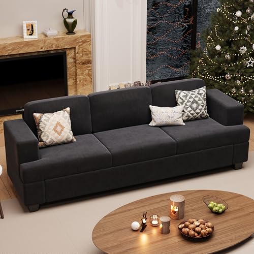 YOUDENOVA Sofa, 89" 3-Seater Deep Seat Sofa, Modern Comfy Couches for Living Room Apartment Lounge, Dark Grey Chenille - color: Dark Grey Chenille, size: 89" 3-Seater